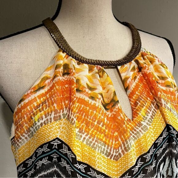 Asymmetrical halter zigzag print dress - Picture 2 of 15